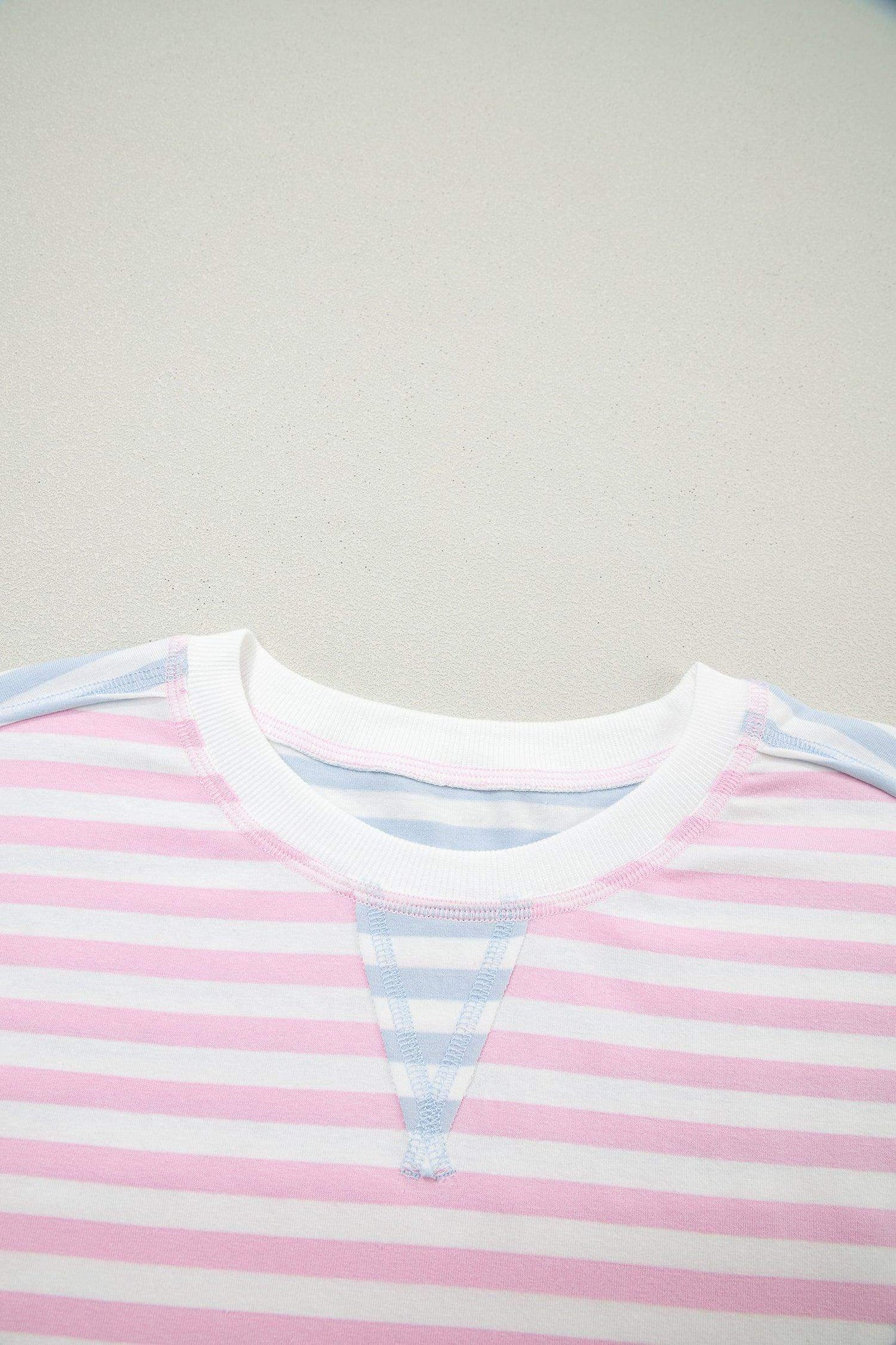 Casual Stripe Oversize Dolman Sleeve Patchwork T Shirt - Sweet Fashion Wholesale