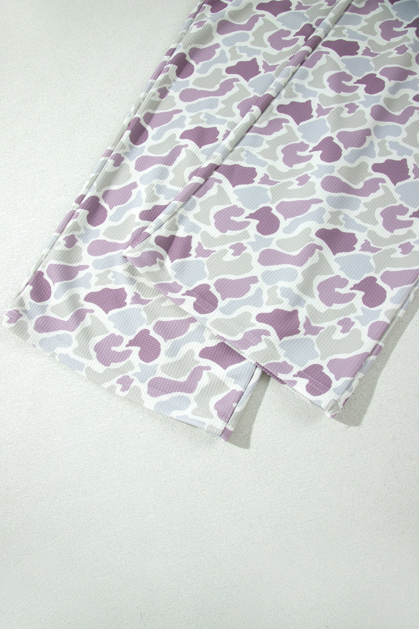 Green Camo Print Drawstring Waist Loose Fit Full Length Pants