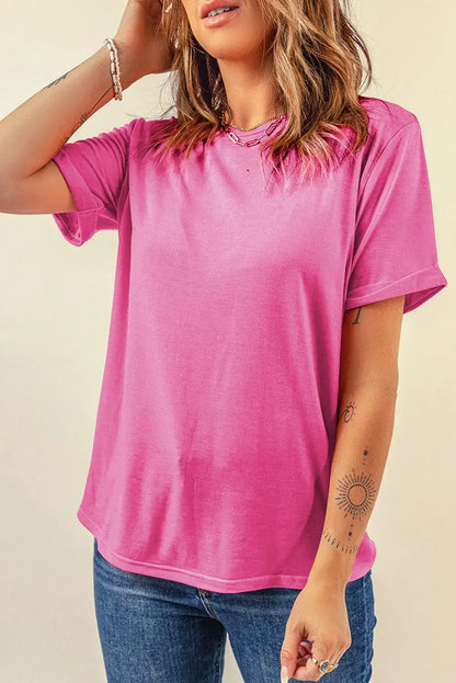 Mint Green Casual Plain Crew Neck Tee - Sweet Fashion Wholesale