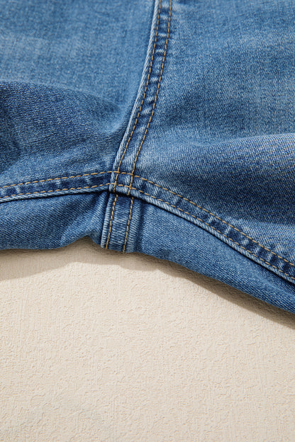 Myosotis Acid Washed Straight Leg Full Length Casual Jeans