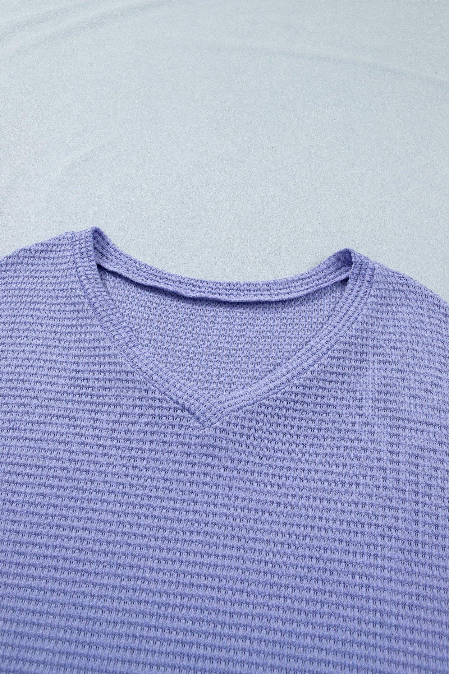 Wisteria V Neck Short Sleeve Plus Size Waffle Knit Top - Sweet Fashion Wholesale