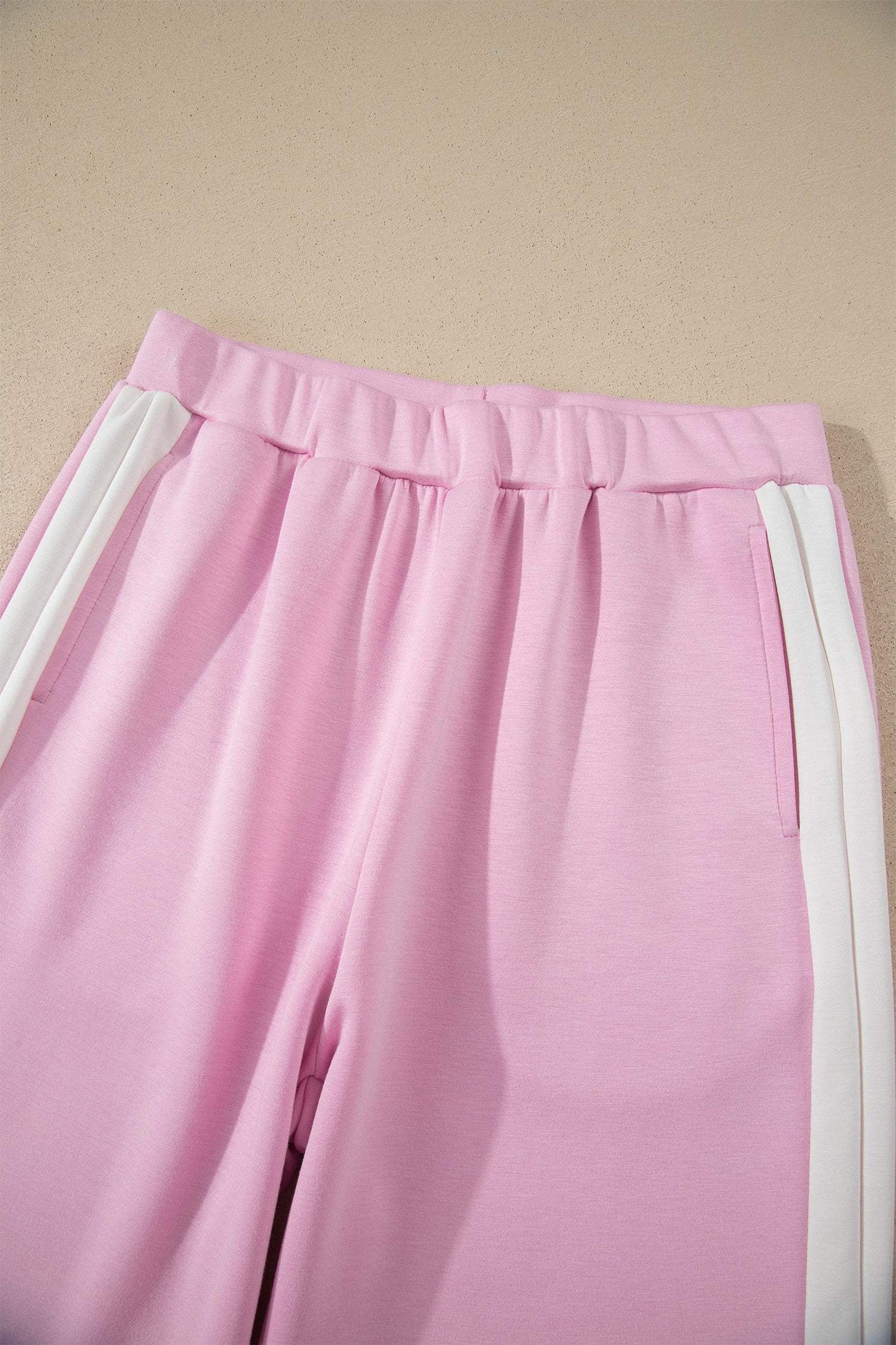 Sky Blue Colorblock Trim Cropped Tank Elastic Waist Shift Pants 2pcs Set