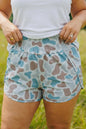 Multicolour Plus Size Camouflage Elastic Waist Athleisure Shorts - Sweet Fashion Wholesale