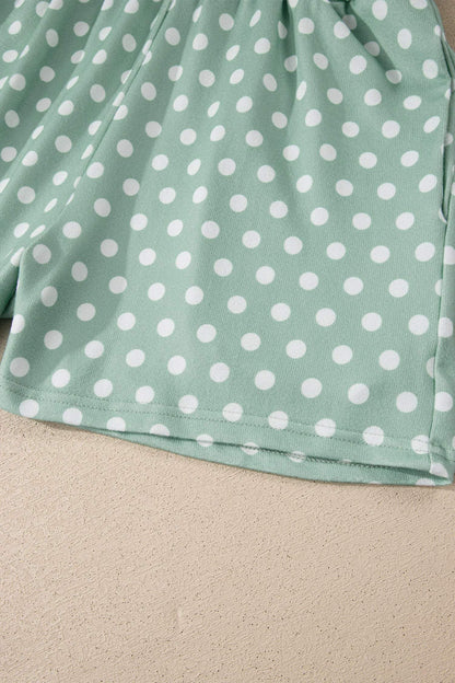 Green Polka Dot Print Short Set