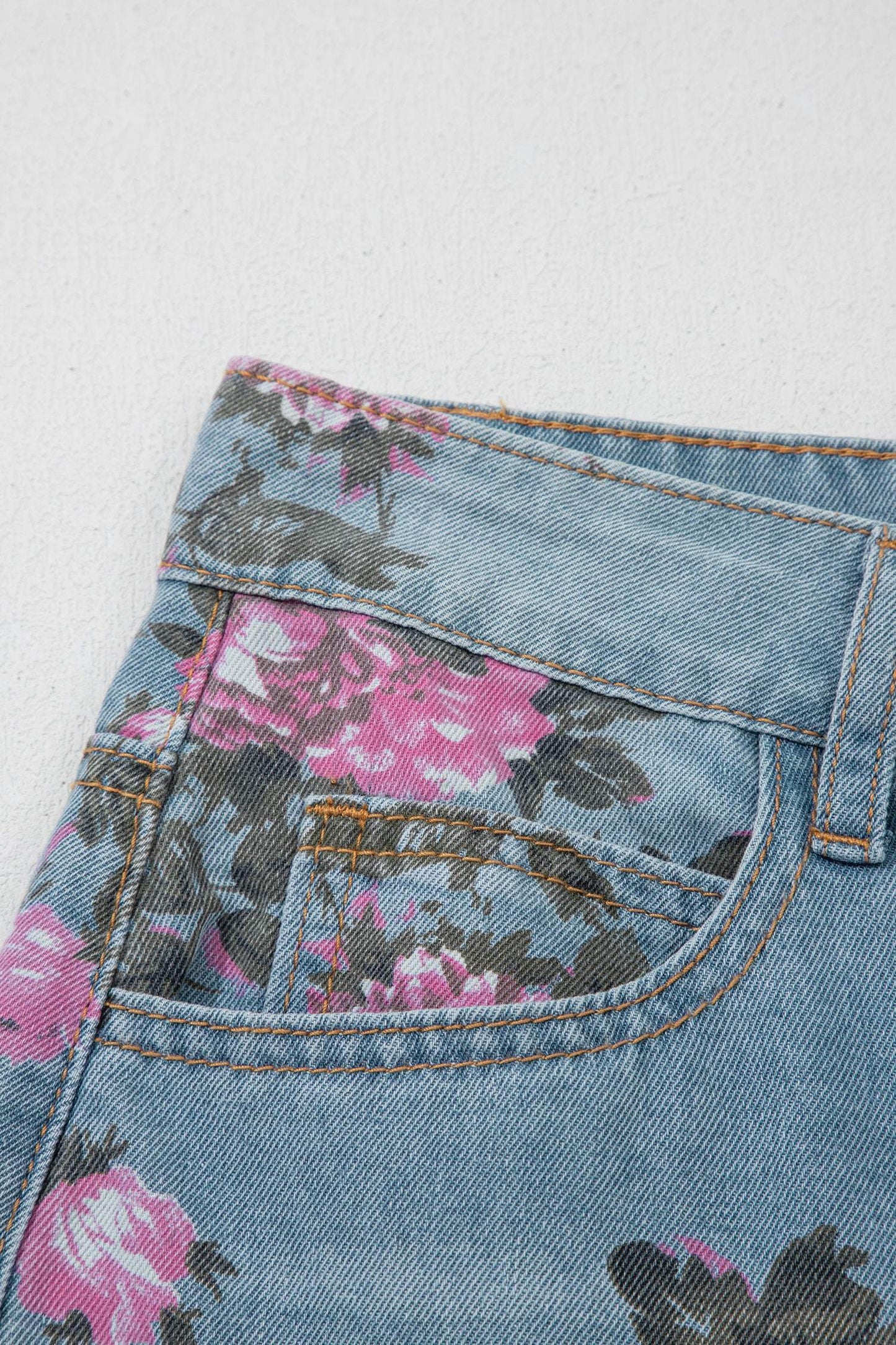 Sky Blue Garden Floral Print Bootcut Jeans