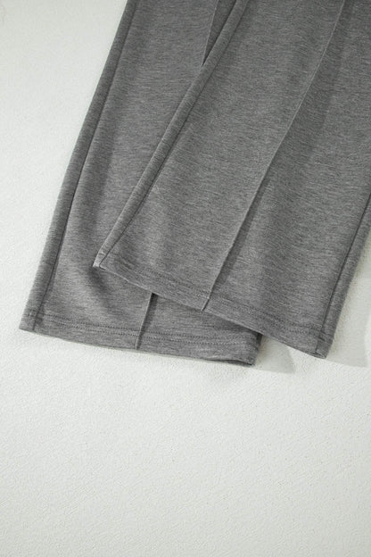 Gray Half Zip Polo Tee Casual Pant Set