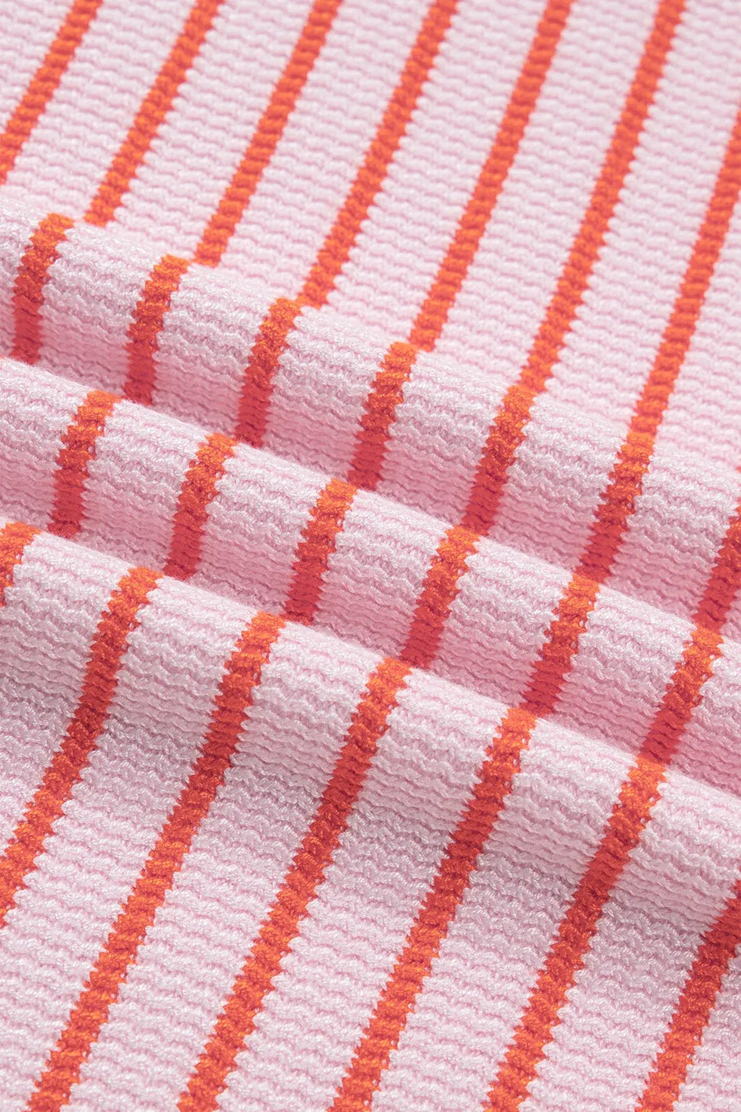 Pink Stripe Textured Knit Sleeveless Casual Sweater Top