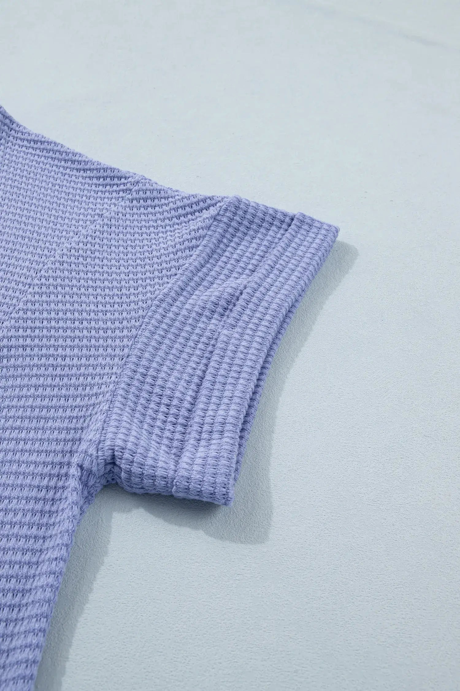 Wisteria V Neck Short Sleeve Plus Size Waffle Knit Top - Sweet Fashion Wholesale