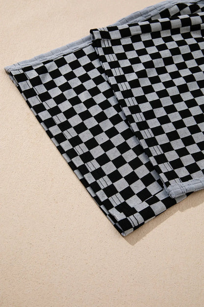 White Checkerboard Drawstring Waist Casual Pants - Sweet Fashion Wholesale