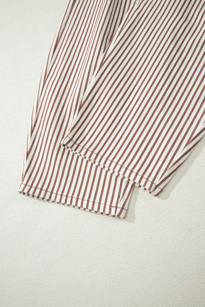 Sky Blue Stripe Casual Barrel Jeans