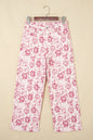 Pink Vintage Floral Print Denim Shift Pants - Sweet Fashion Wholesale
