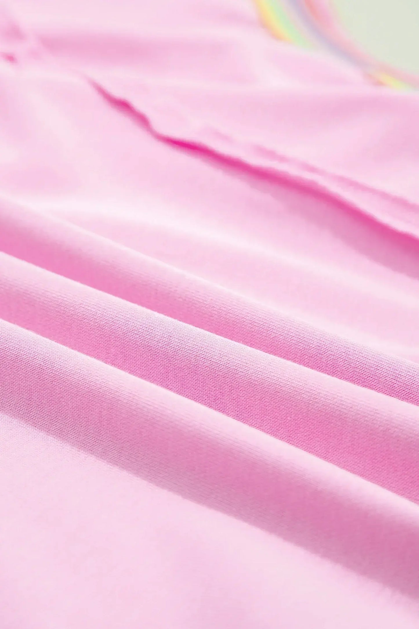 Pink Rainbow Stripe Ribbed Patchwork Raw Seam Oversize Polo Tee - Sweet Fashion Wholesale