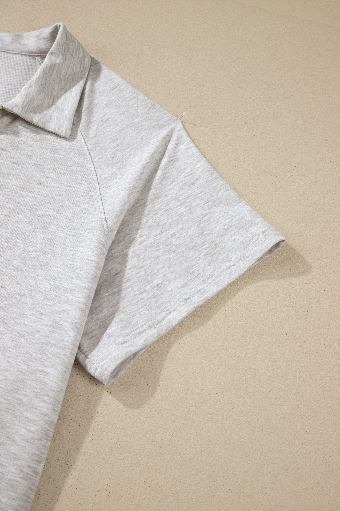 Light Grey Plus Size Solid V-Neck Short Sleeve Elastic Waist Two-Piece Set