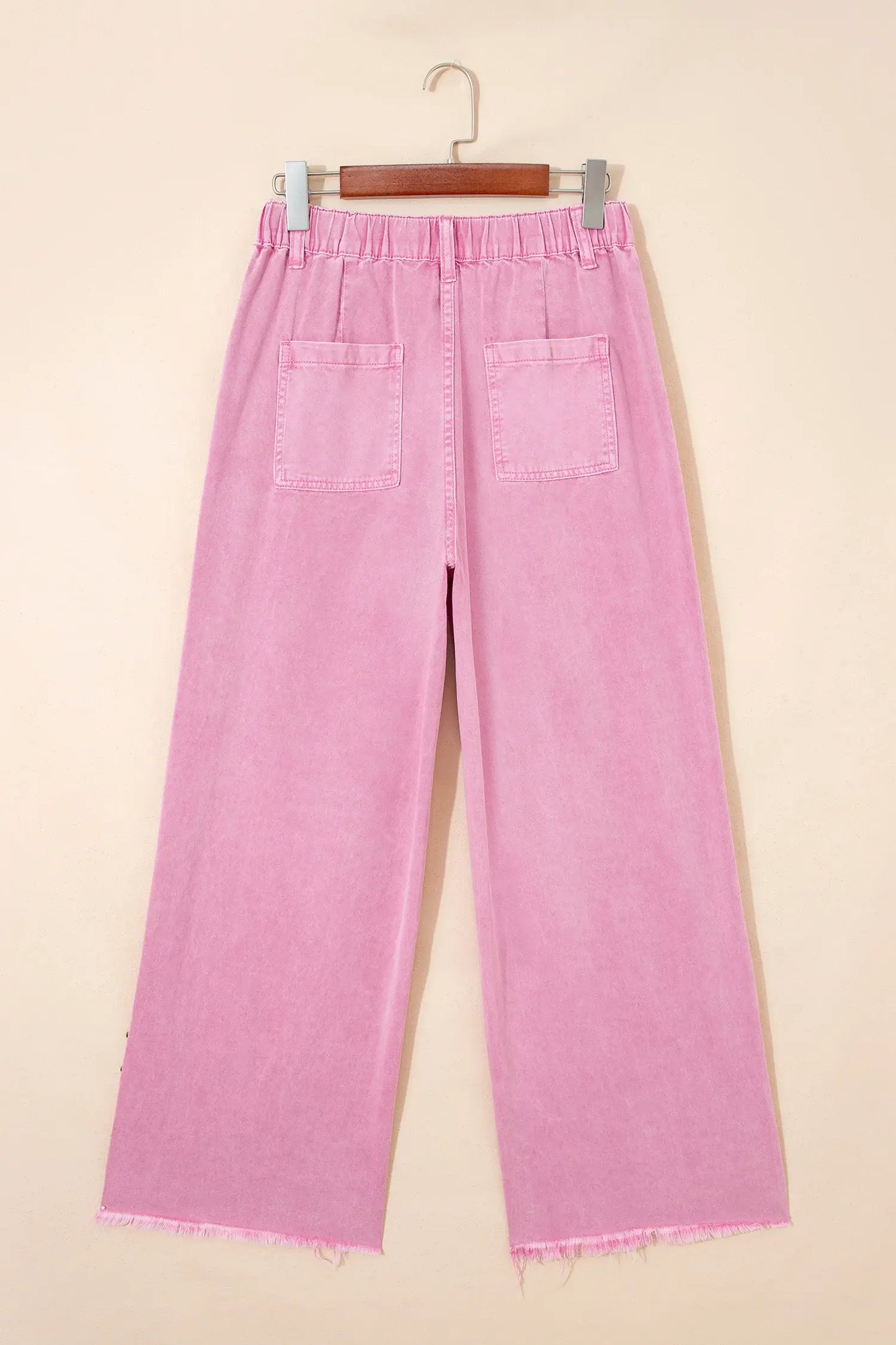 Pink Beaded Side Detail Split Loose Jeans
