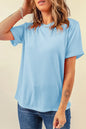 Mint Green Casual Plain Crew Neck Tee - Sweet Fashion Wholesale