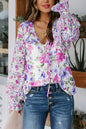 Blue Cakewalk Floral Smocked Blouse - Sweet Fashion Wholesale