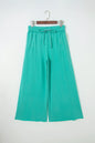 Sea Green Mineral Wash Drawstring Elastic Waist Raw Hem Loose Pants - Sweet Fashion Wholesale