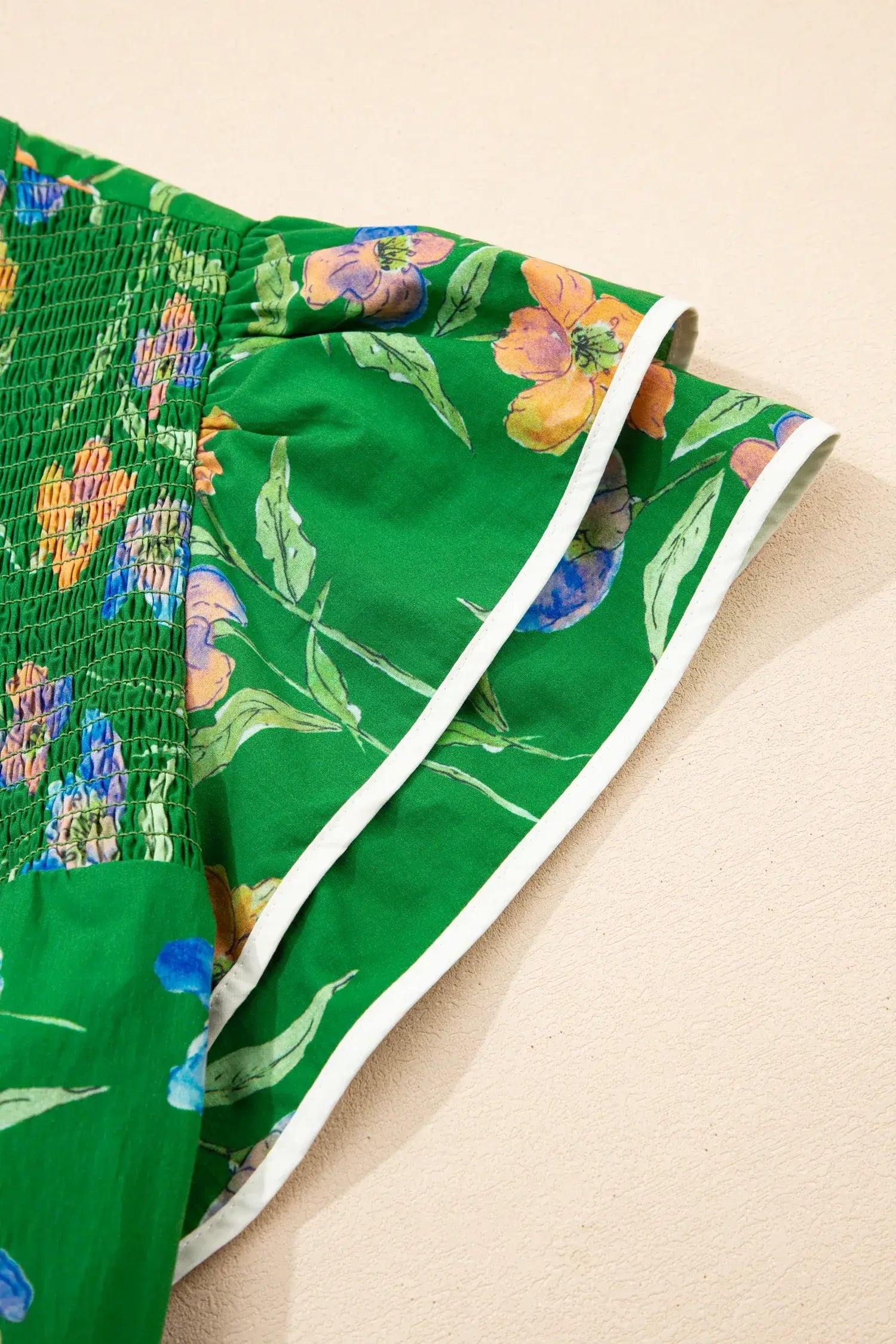 Green Plus Size Ruffled Short Sleeve Floral Top - Sweet Fashion Wholesale