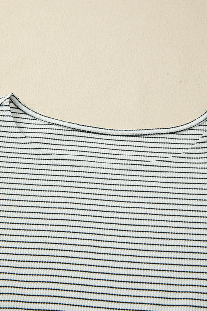 Black Stripe Contrasted Ruffle Trim Casual Tank Top - Sweet Fashion Wholesale
