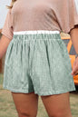 Red Contrast Trim Plaid Print Plus Size Shorts - Sweet Fashion Wholesale