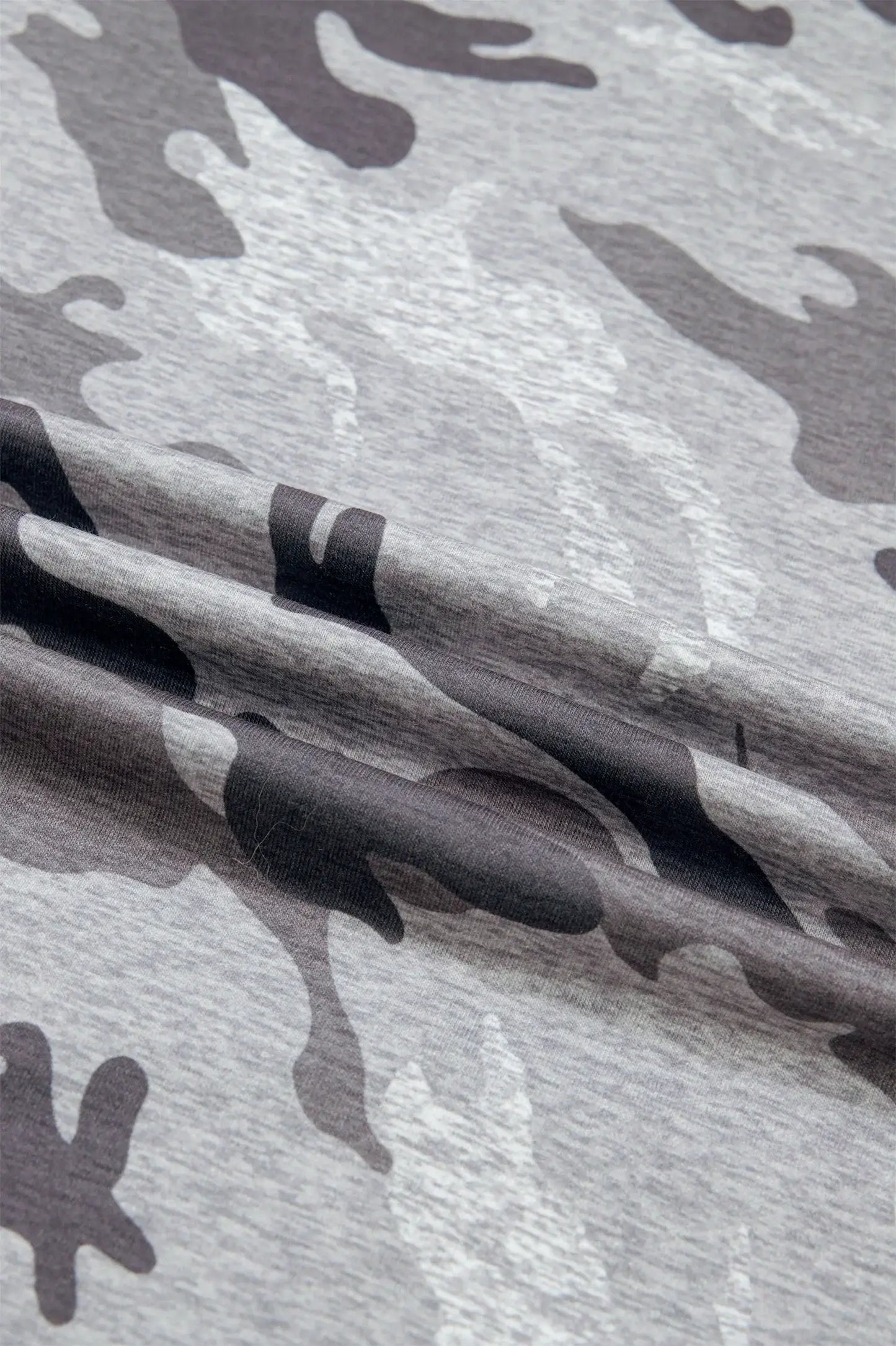 Gray Plus Size Camo Print Casual T Shirt