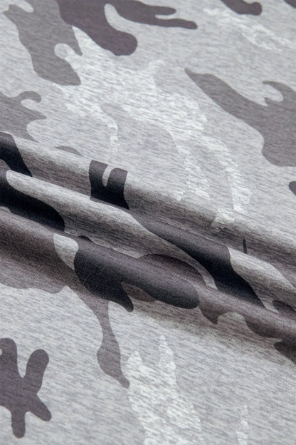Gray Plus Size Camo Print Casual T Shirt