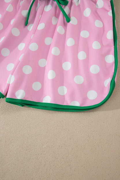 Sky Blue Polka Dot Contrast Edge Casual Short Set