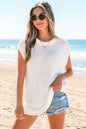 Jet Stream Solid Color Sweater Tee with Side Slits