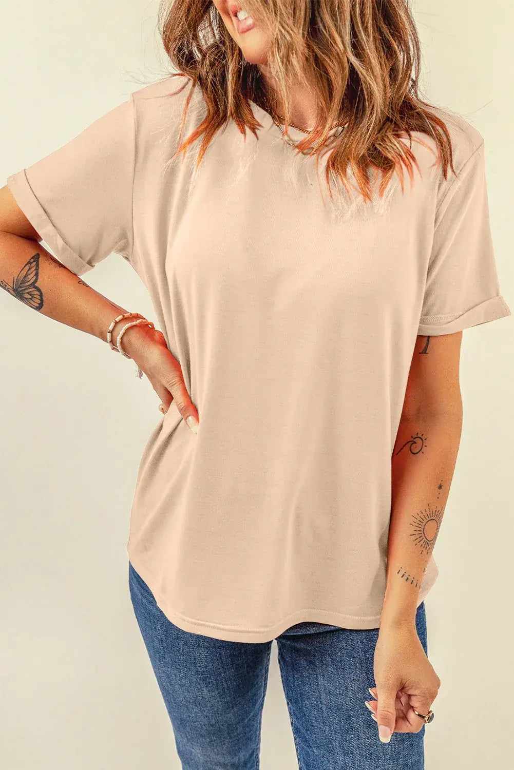 Mint Green Casual Plain Crew Neck Tee - Sweet Fashion Wholesale