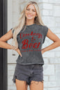 Smoke Gray COWGIRLS DONT CRY Western Graphic Mineral Wash Tank Top - Sweet Fashion Wholesale