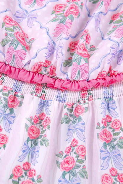 Purple Tiered Ruffles Sleeveless Summer Floral Dress - Sweet Fashion Wholesale