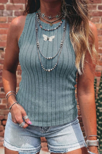 Bonbon Slim Ribbed Mineral Wash Tank Top