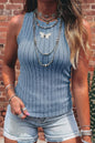 Bonbon Slim Ribbed Mineral Wash Tank Top