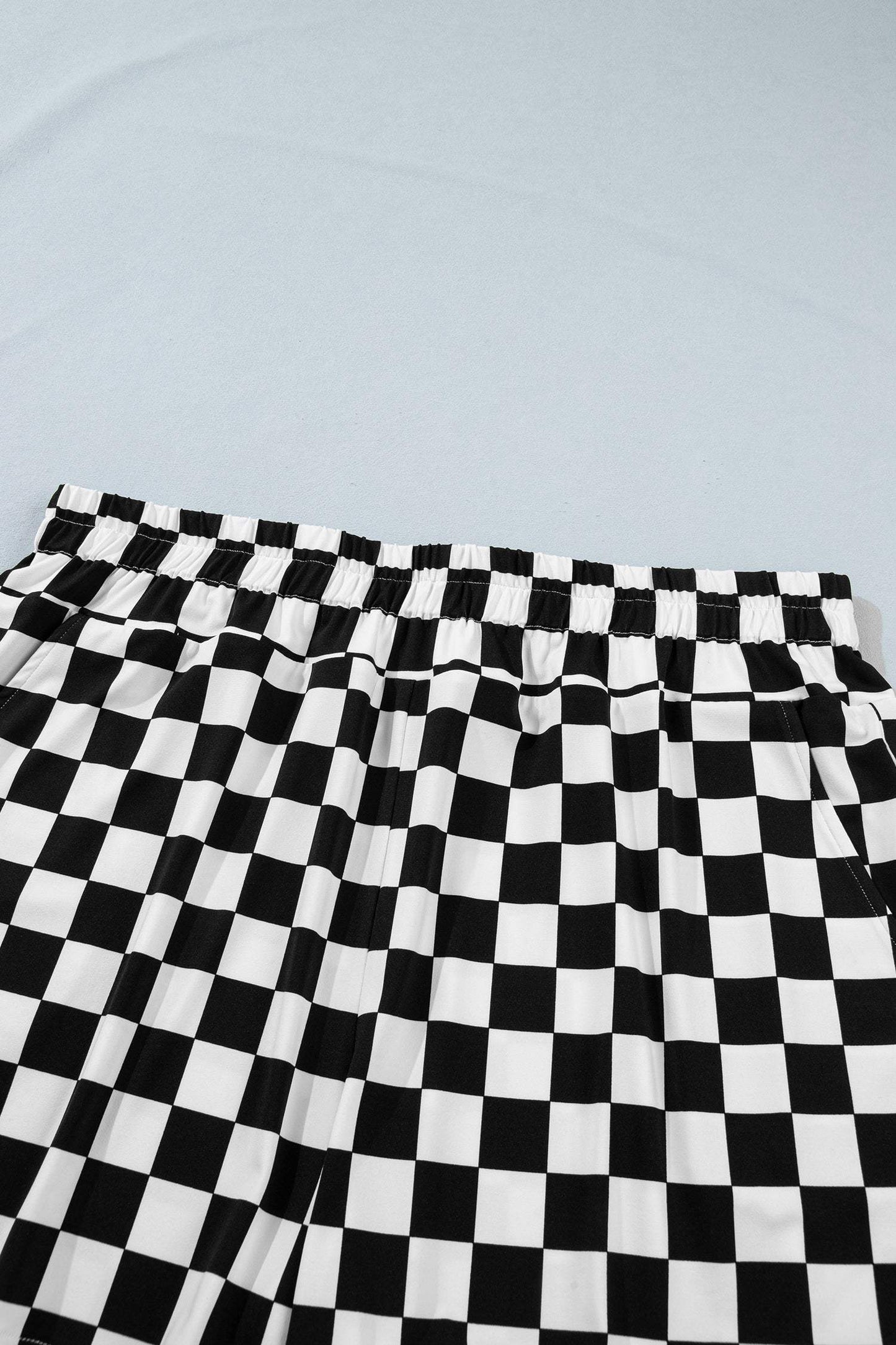 Black Plus Size Checkered Athleisure Shorts