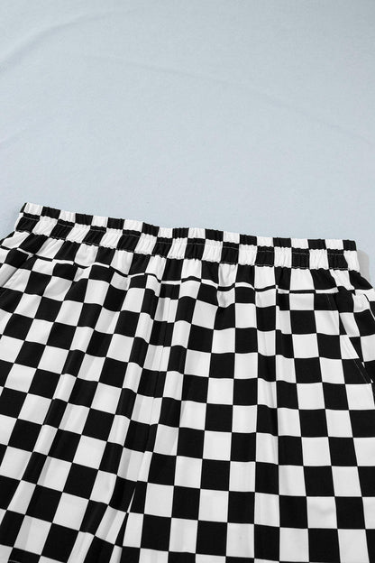 Black Plus Size Checkered Athleisure Shorts