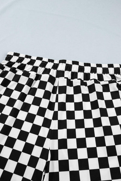 Black Plus Size Checkered Athleisure Shorts