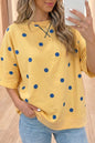 Yellow Polka Dot Print Crossed Seam Detail Oversize Tee