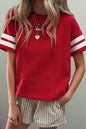 Black Varsity Striped Short Sleeve Crew Neck T Shirt