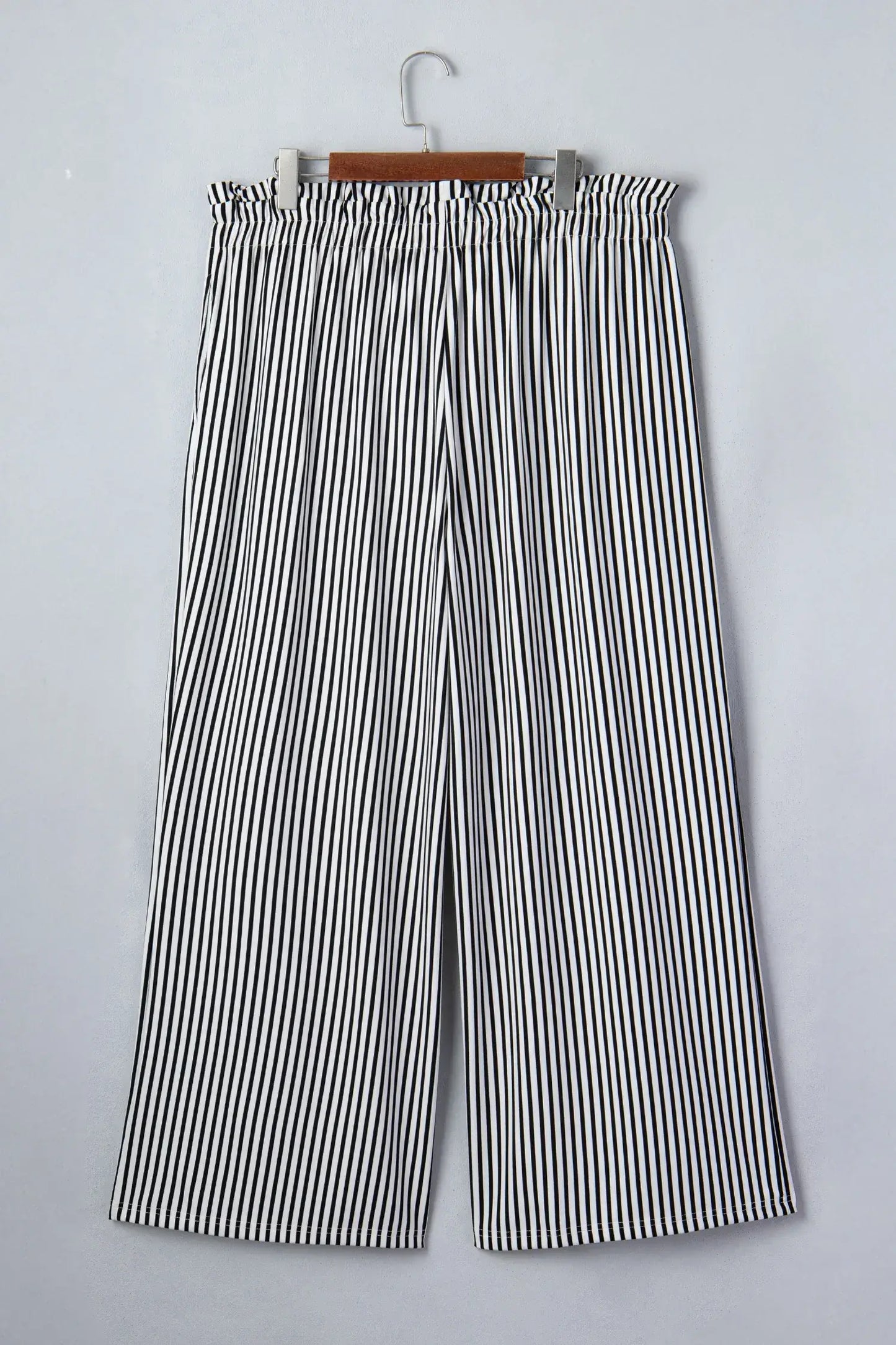 Black Stripe Plus Size Loose Straight Casual Pants
