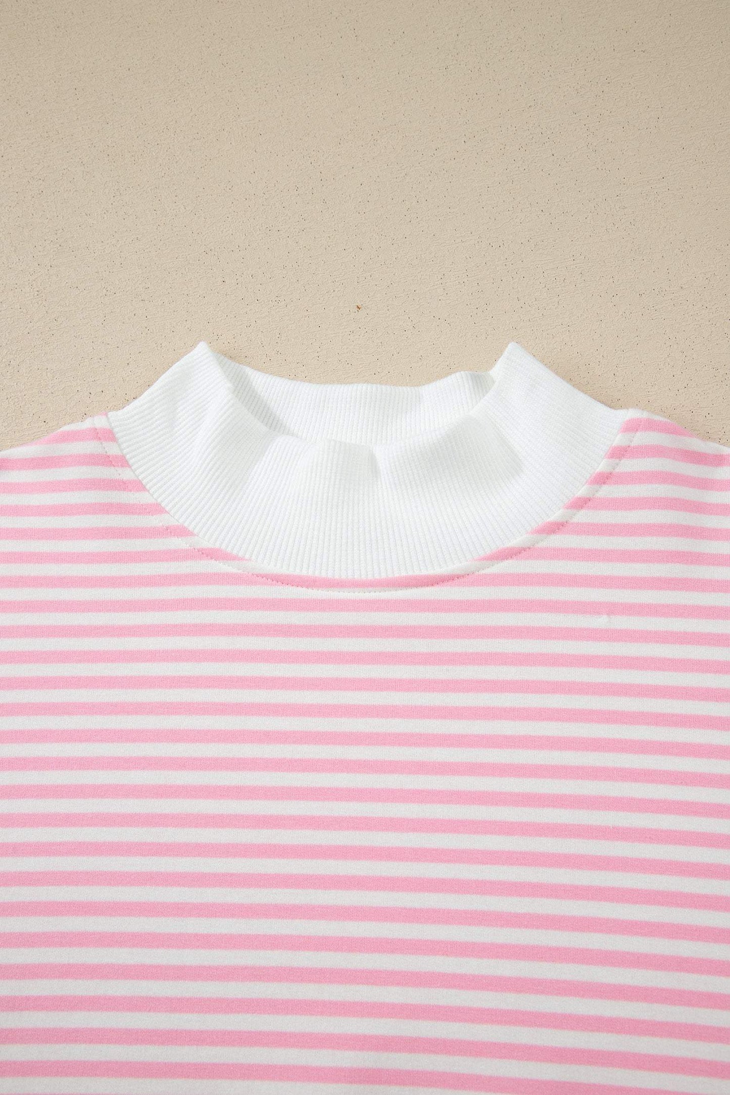 Sky Blue Stripe Oversize Mock Neck Sweatshirt and Shorts Set