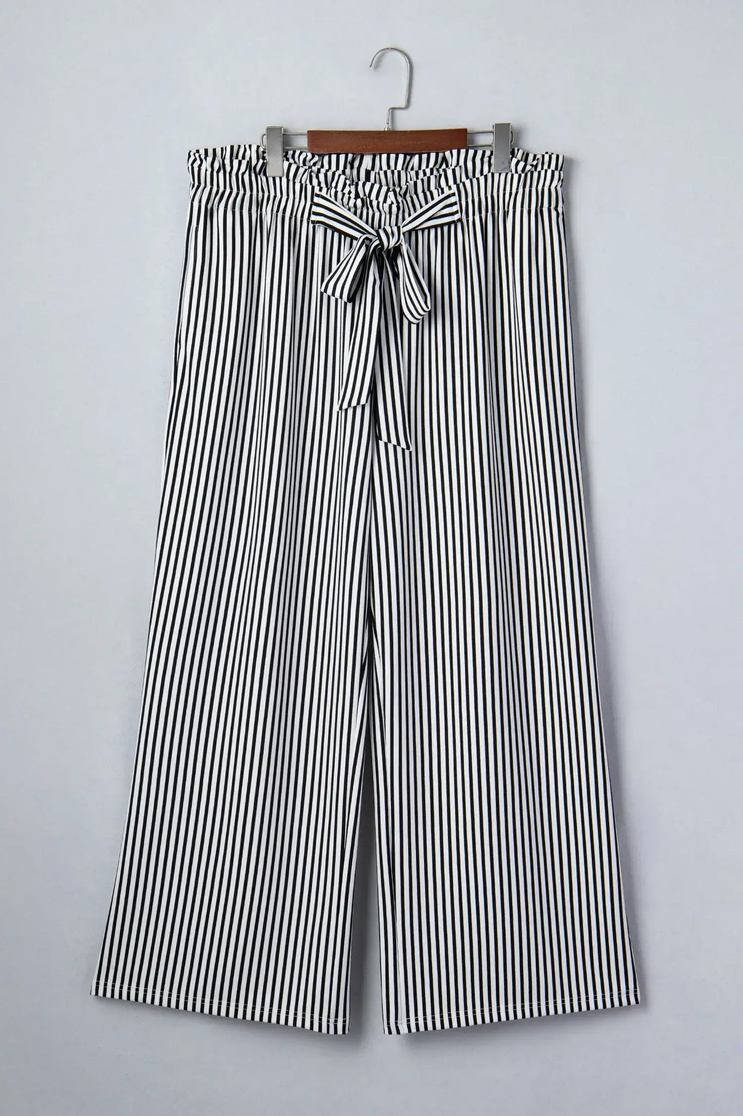 Black Stripe Plus Size Loose Straight Casual Pants