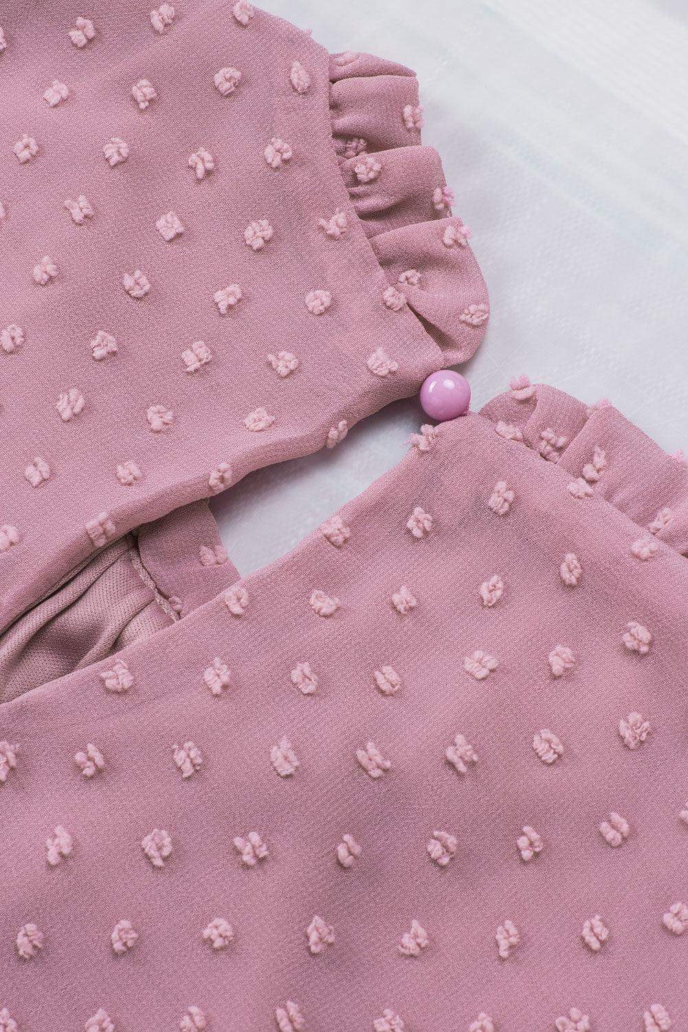 Pink Swiss Dot Sleeveless Ruffle Tank - Sweet Fashion Wholesale