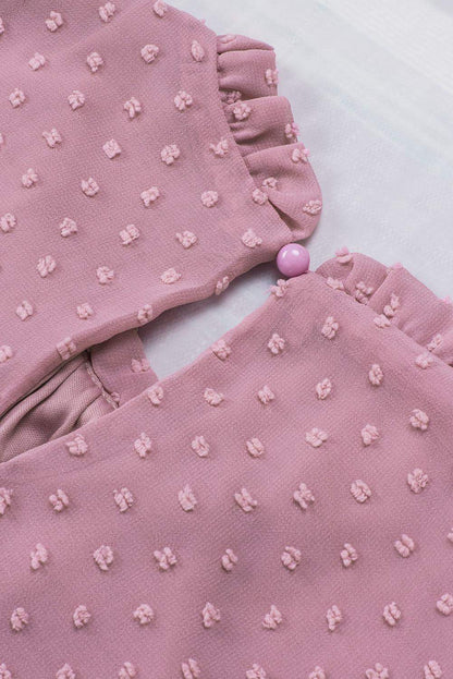 Pink Swiss Dot Sleeveless Ruffle Tank - Sweet Fashion Wholesale