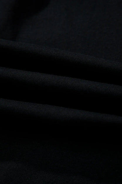 Black Leopard Bow Embroidered Cotton Round Neck T Shirt