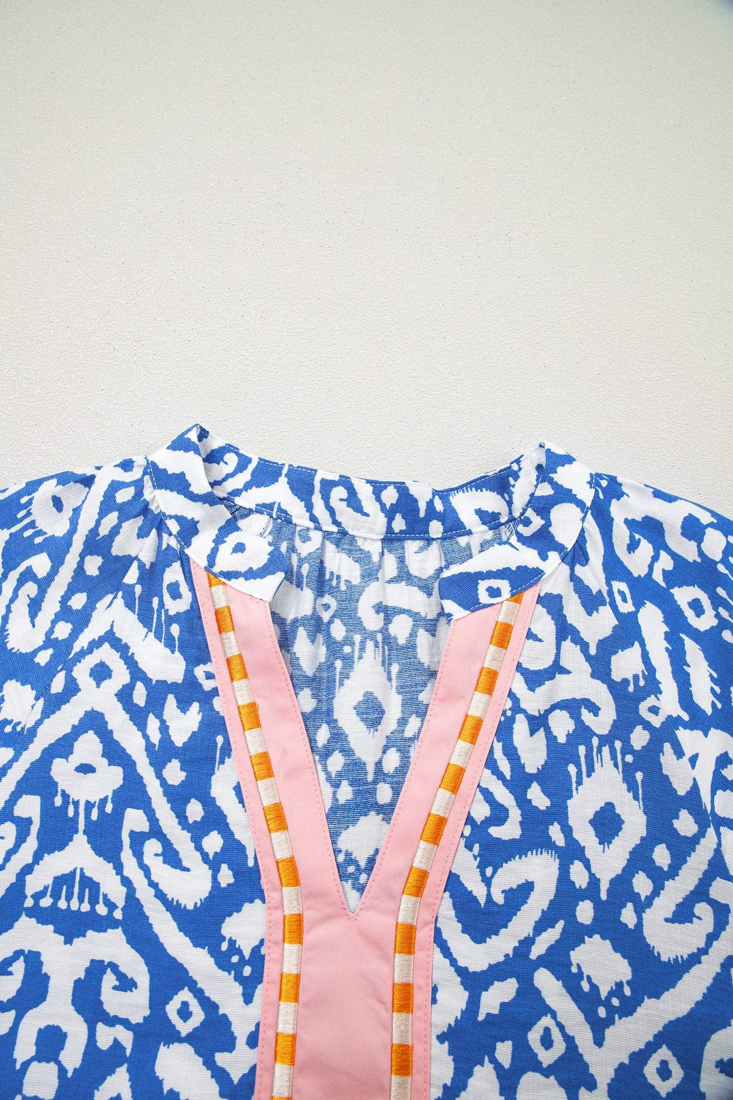 Blue Western Fashion Print Striped Color Block Patchwork Shift Mini Dress
