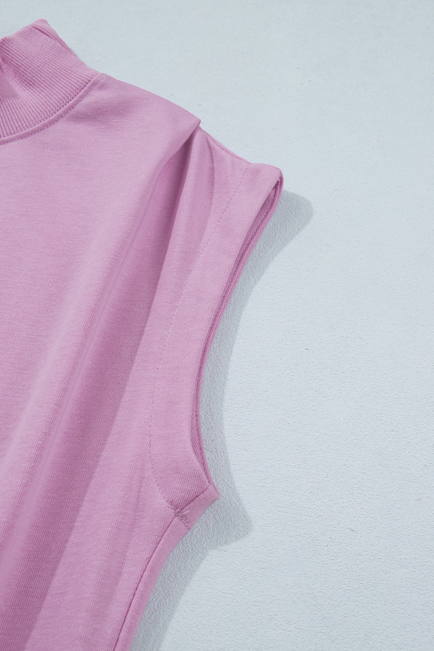 Myosotis Solid Color High Neck Cap Sleeve Loose Top