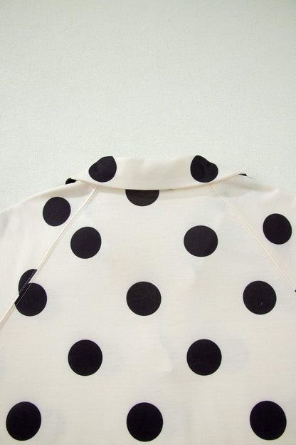 Green Polka Dot Print V Neck Tee Short Set