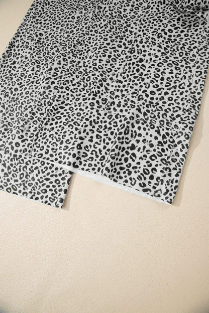 Khaki Animal Print Wide Leg Terry Knit Pants - Sweet Fashion Wholesale