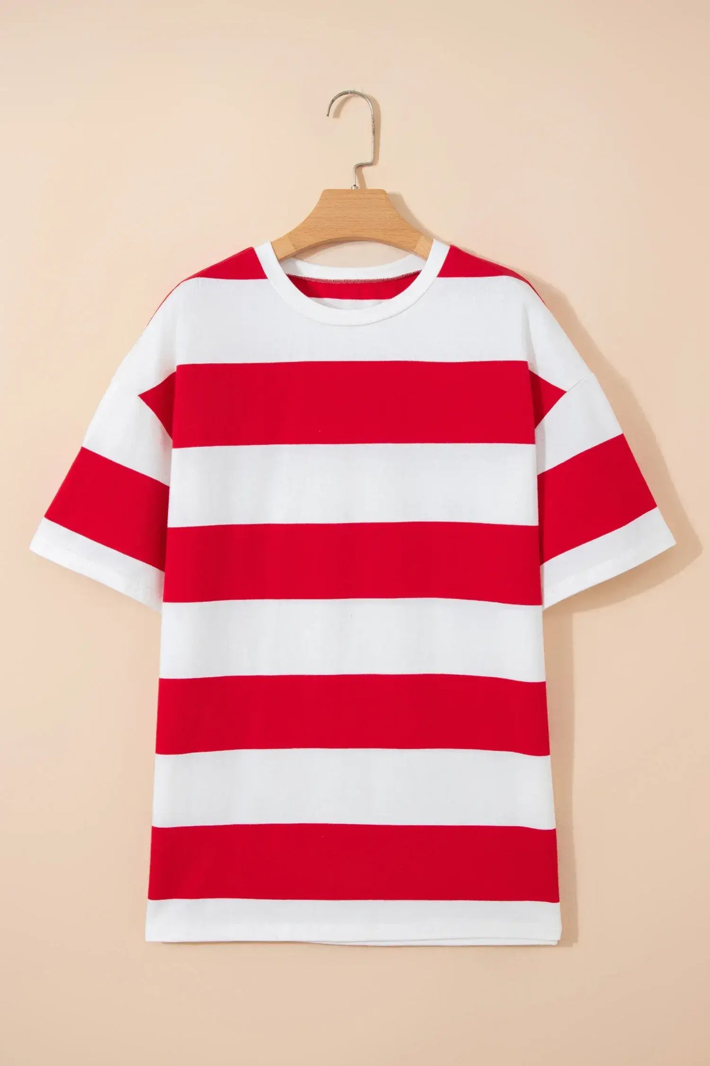 Bright Pink Striped Color Block Oversize Tunic Tee - Sweet Fashion Wholesale