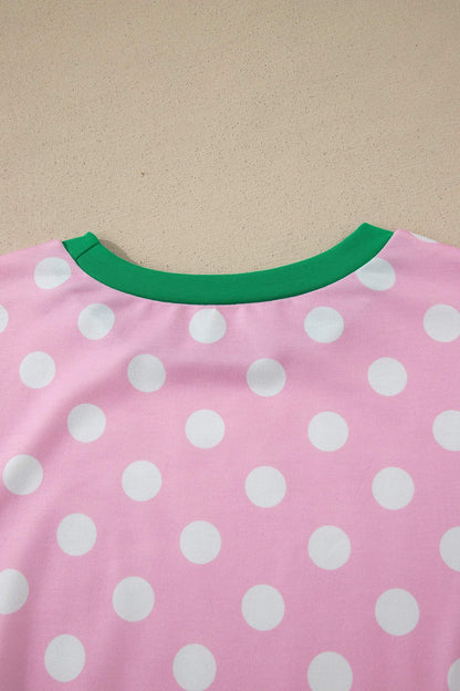 Sky Blue Polka Dot Contrast Edge Casual Short Set